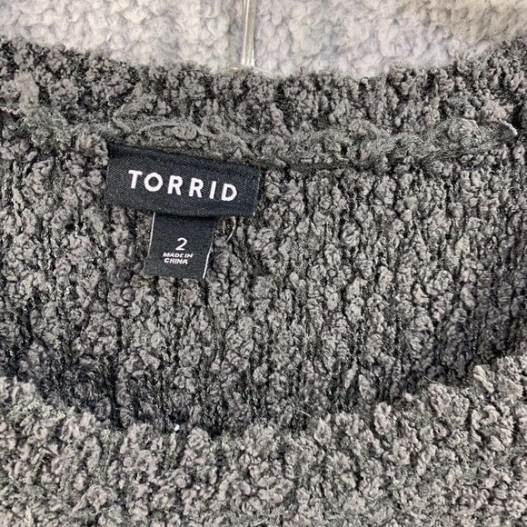 Torrid Sweater Teddy Bear Crew Neck Drop Shoulder "Love" Grey 2 2X 18/20 #B81777 - Picture 6 of 10